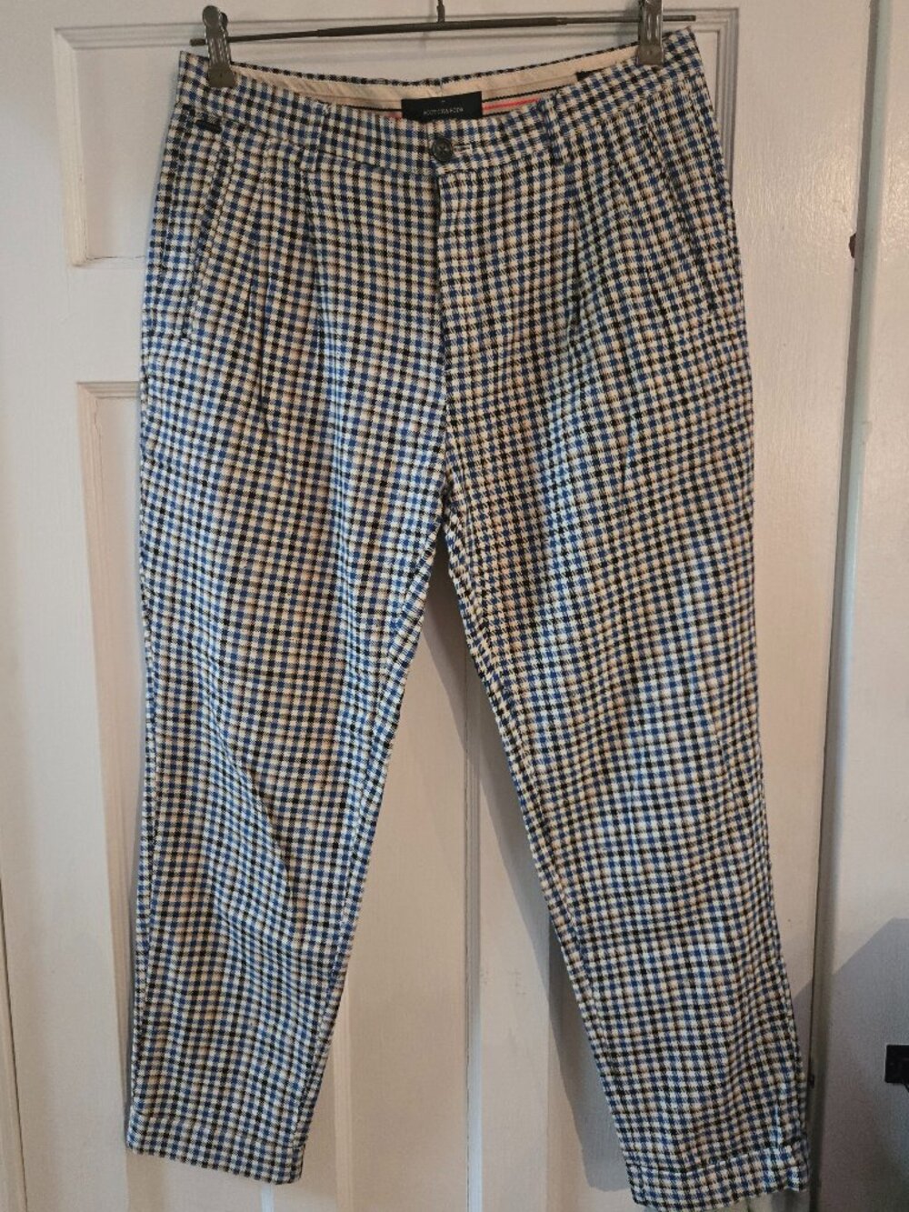 SS2016 SCOTCH & SODA TWIK PLEATED CROPPED GINGHAM TROUSERS US SZ 31W/32L
